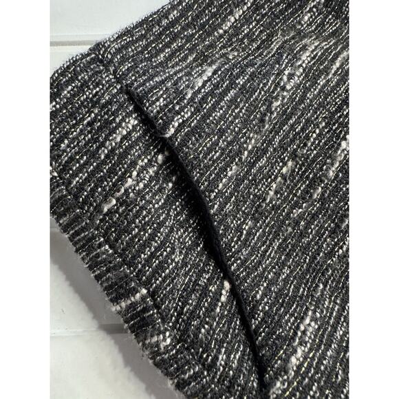 English Rose Beaded Grommet Hem Side Zip Tweed Mini Skirt Black Gold Small - Picture 6 of 7